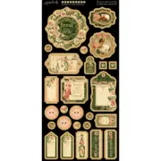 Graphic 45 - Portrait Of A Lady - Chipboard Embellishment Tags Motif Icons