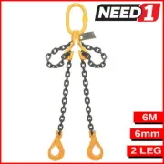 CHAIN SLING GR80 2 LEG 6MM X 6M WL.L 1900KG C/W 2XSHORTENING HOOK & 2XSAFETY