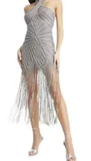 ASOS design halterneck diamante mini dress with gem encrusted tassel skirt