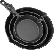 Cast Iron Skillet 3 Piece Set, Nonstick Frying Pan Set Nonstick Omelette Skillet with Handle Used on The Stovetop Campfire for Frying Stir Frying Cooking Grilling
