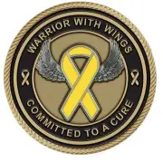 Childhood Cancer Yellow Ribbon Medallion for Box Cremation Urn/Flag Case-2" Diam