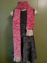 Handmade Scarf By Gierke Arts *Dark/Light Pink Fade & Tan *Tassels
