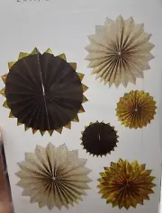 Meri Meri Paper Pinwheels Party Decoration Gold Black Shiny Birthday Graduation