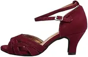 [DKZSYIM] Women's Suede Latin Salsa Dance Shoes Ballroom Performance Shoes, Model YCL343