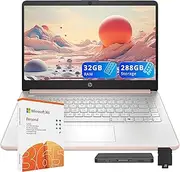 [HP] Flagship 14" HD Student&Business Laptop, Intel N150 CPU(Beats i3-1115G4), 32GB RAM, 288GB Storage (128GB UFS + 160GB Docking Set), W/1 Year Office 365&AI-Copilot, Webcam, Bluetooth, Win 11s, Gold