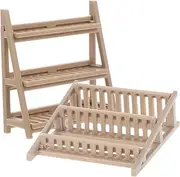 ibasenice 2pcs Doll House Shoe Rack Accessories Tiny Little Decoration Mini House Modern Miniature Dollhouses Retro Cabinet Artificial Realistic Cute Furniture Slippers Khaki Plastic