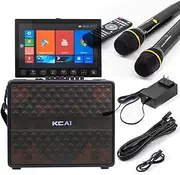 Karaoke Machine with Touch Screen Download APP Connection WiFi Bluetooth Projection TV Outdoor Party Singing and Dancing Portable Bluetooth Speaker with Microphone Set