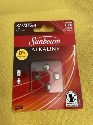 Subeam Alkaline LR66 1.5v Coin Cell Button Battery 377/376 ✖️4 01/2020