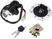 Pexorin 1 Set Motorcycle Ignition Switch Cylinder Fuel Gas Tank Cap Cover Lock, for Seat, Lock With 2 Keys, for GSX600 GSX1200 GSXR600 GSXR750 TL1000R TL1000S Katana 600 700 Motor Bike Ignition Starte