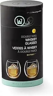 Outset Double Wall Whiskey Glasses, Borosilicate Glassware