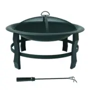 30" Standing Steel Fire Pit Mesh Cover Poker Grate Outdoor Wood Log Burning