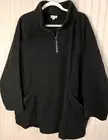 Avenue Womens FLEECE PULLOVER 22 24 Rich Black Cozy Comfort Pockets Half Zip NEW