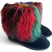 Bearpaw Boo Rasta Shearling Wool Lined Curly Lamb Fur Mongolian Sherpa Boots 10