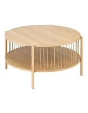 [Artiss] Round Wood Coffee Table 2-Tier in Brown