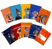 9x Cartoon Monkeys 6.5cm x 7cm Stink Sack Smell Proof Bags