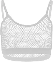 [GRRKDFQ] Women Lingerie Sheer Mesh Camisole Crop Top See Through Bralette