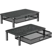 2 Pack Monitor Stand Riser With Drawer 3 Height Adjustable With Larger Storage S