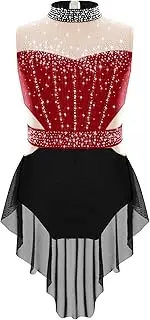 [Yihuimin] Girls Modern Lyrical Dance Costume Sparkly Dimonds Backless Ballet Leotard Tailskirts Dress