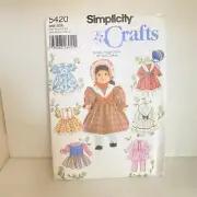 #5420 Simplicity Design Your Own Doll Clothes Sewing Pattern for 18" Doll