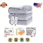 Luxurious Heated Throw Blanket - Light Grey Electric Blanket with 3 Heat Levels