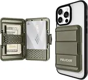 [Pelican] Magnetic Wallet/Card Holder - Heavy Duty Snap-on MagSafe Detachable Hard Shell Lightweight iPhone Wallet - for iPhone 14 Pro Max/ 14 Pro/ 14/13 Pro Max/ 13 Pro/ 12 Pro Max - OD Green
