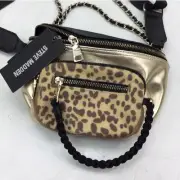 Steve Madden BSummit Convertible Belt-Bag Leopard Double-Chain Pouch Zip Around