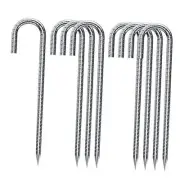 Rebar Stakes J Hook Extra Heavy Duty,【12 inch Long Enough】 1/4 inch 6 SILVER
