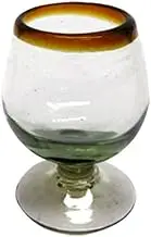 Amber Rim 4 oz Small Cognac Glasses (set of 6), Recycled Glass, Lead-free, Toxin-Free (Small Cognac)