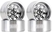 INJORA 1.0 Beadlock Wheel Stamped Steel Beadlock Deep Dish 1.0" Wheels for Axial SCX24 Gladiator Deadbolt Bronco C10 JLU Upgrade Parts(Silver)