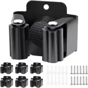 Verdenu 6 Pack Broom Holder Wall Mount, Mop Mount Holder, 6 Pack, Black