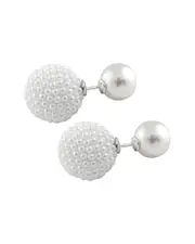 Splendid Pearls Rhodium Plated 14-15mm Shell Pearl Earrings
