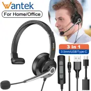 3in1 Headset USB/Type-C/3.5mm with Microphone HD Voice Headphone for Home Office