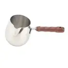 Premium Stainless Steel Milk Frothing Pitcher with Elegant Wooden Handle
