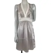 Cooper St Dress Light Brown Size 10 A Line Halter Satin Ivory Cocktail Formal