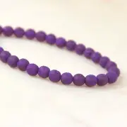 Round Druk Beads, 6mm, Purple, Matte Etched Finish, 30 Pieces