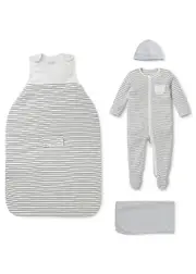 Mori Summer Clever Striped Jersey Sleep set (6 Months) - Grey 6 months