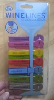 Wine Lines I. D. Tags by Fred for Your Stemware Set of 12 NEW! jan23