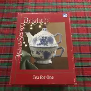 Elegant personal teapot and cup gift set, Tea4Me “ Blue Floral " design.