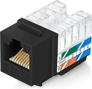 Everest 90° Angled RJ45 Cat6 Keystone Jacks 10-Pack in Black - Slim Profile Female RJ45 Connectors - Cat 6 Keystone Jack - Compatible with 90° Angled Speed Termination Tool - easyJACK (B094WB91H3)