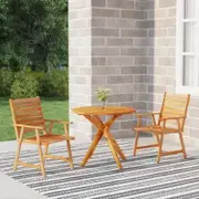 3 Piece Garden Dining Set Solid Wood Acacia