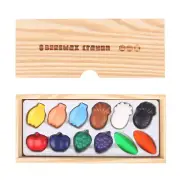 Pure BEESWAX CRAYONS SET Colourful FRUIT Colouring Shaped Crayon Kids Drawing
