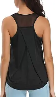 KiRYu Womens Workout Tops for Women Racerback Tank Tops Mesh Yoga Shirts Athletic Running Tank Tops Sleeveless Gym Clothes Dark Grey