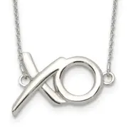 Sterling Silver Polished Xo W/2In. Ext. Necklace