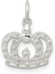 [JewelryWeb] 925 Sterling Silver Solid Polished Crown Charm 12x12mm Wide Pendant Necklace for Women