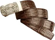 [DAZFKJXSPYX] Crocodile Leather Slide Ratchet Belts Adjustable Automatic Buckle Eagle Carved Western Fashion Handmade Belt