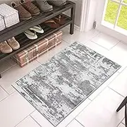 JURLEA Hallway Runner Rug Non-Slip Carpet Runner for Hallways Kitchen Living Room No Shedding Washable Lightweight Long Runners Rug (Cream/Grey, 80 x 150 cm)