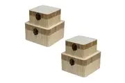 2x 2pc Boyle Craft Bamboo Square Storage Boxes w Catch Lid Art DIY Organiser Set