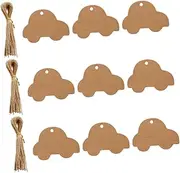 WEKAMOS 1 Set Creative Car Shape Kraft Paper Tags Blank Labels with Hemp Rope for DIY Crafts Wrapping and Party Favors Versatile Marking Tags for Weddings and Special Occasions