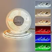 JOYLIT RGBCCT COB LED Strip 24V 5M 840LEDs/M Indoor, 21W/M Bright RGB+2700K-6500K Tunable White 6 PIN Multicolor Change LED Tape 12MM, RGB CCT Dotless Light Strip for Home, Bar, Club (LED Strip Only)