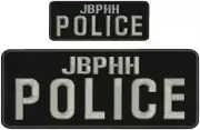 JBPHH Police embroidery patches 4x10 and 2X5 hook silver letters